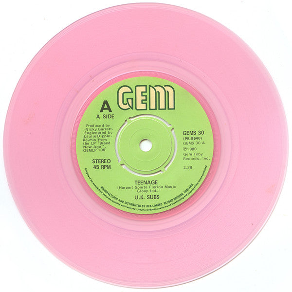 U.K. Subs* : Teenage (7", Single, Pin)