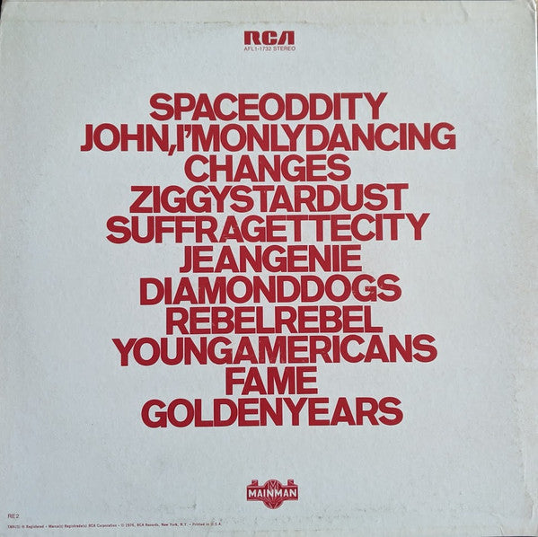David Bowie : ChangesOneBowie (LP, Comp, RE, Ind)