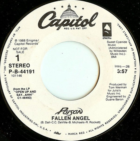 Poison (3) : Fallen Angel (7", Promo)