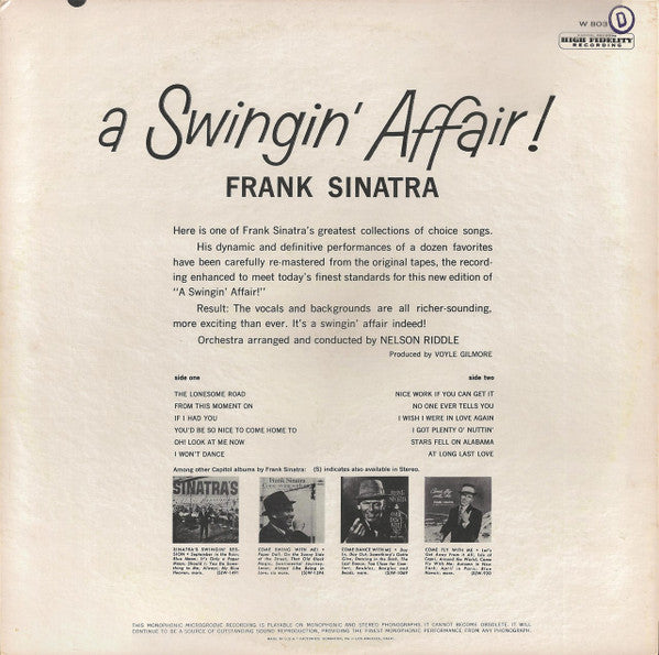 Frank Sinatra : A Swingin' Affair (LP, Album, Mono, RP, Scr)