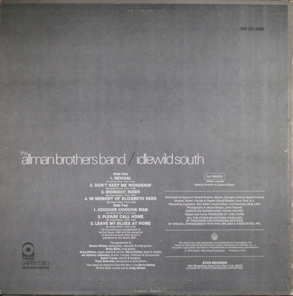 The Allman Brothers Band : Idlewild South (LP, Album, PR )