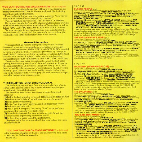 Zappa* : You Can't Do That On Stage Anymore (Sampler) (2xLP, Smplr)