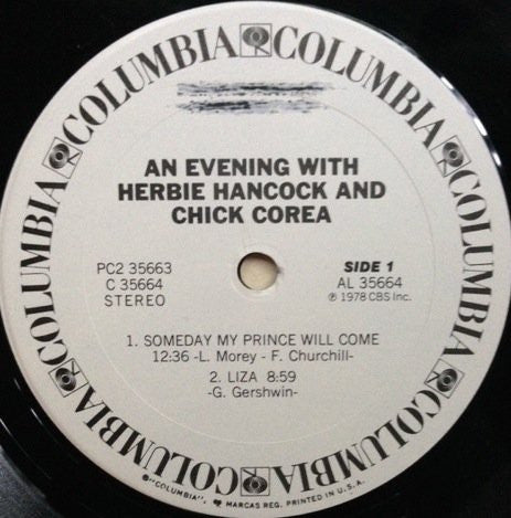 Herbie Hancock & Chick Corea : An Evening With Herbie Hancock & Chick Corea In Concert 1978 (2xLP, Album, Promo)