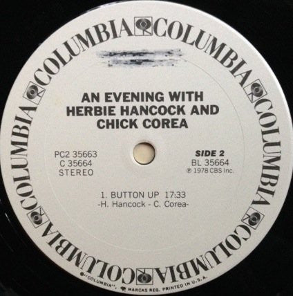 Herbie Hancock & Chick Corea : An Evening With Herbie Hancock & Chick Corea In Concert 1978 (2xLP, Album, Promo)