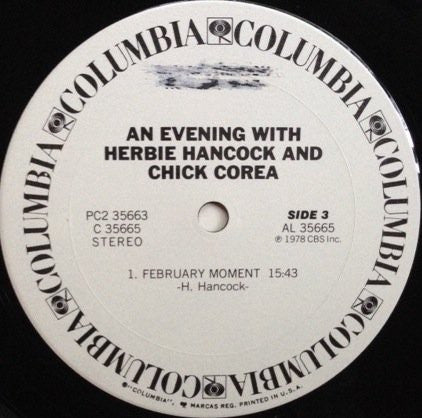 Herbie Hancock & Chick Corea : An Evening With Herbie Hancock & Chick Corea In Concert 1978 (2xLP, Album, Promo)