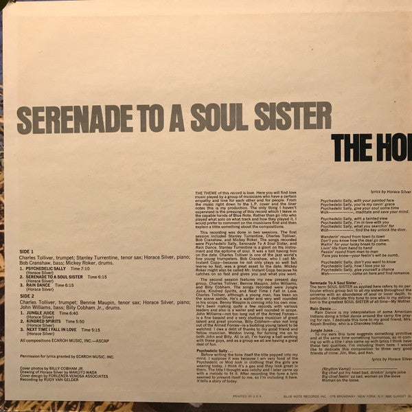 The Horace Silver Quintet Featuring Stanley Turrentine : Serenade To A Soul Sister (LP, Album, RE, Gat)