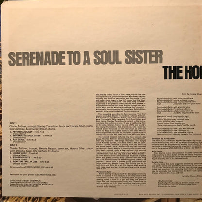 The Horace Silver Quintet Featuring Stanley Turrentine : Serenade To A Soul Sister (LP, Album, RE, Gat)