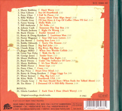 Various : Dim Lights, Thick Smoke & Hillbilly Music - Country & Western Hit Parade - 1961 (CD, Comp)