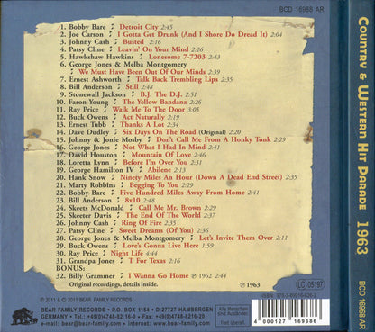 Various : Dim Lights, Thick Smoke & Hillbilly Music - Country & Western Hit Parade - 1963 (CD, Comp)