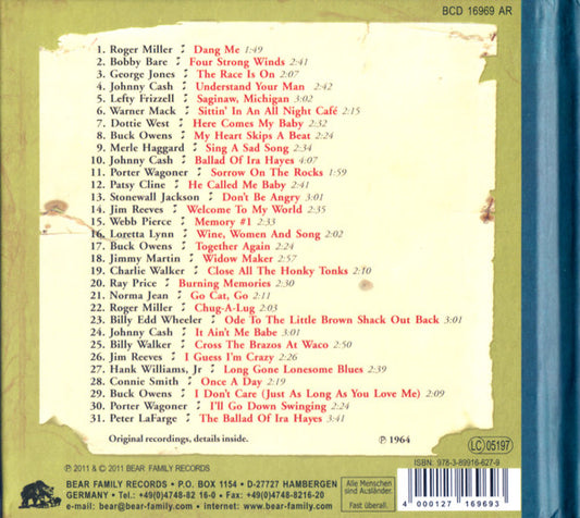 Various : Dim Lights, Thick Smoke & Hillbilly Music - Country & Western Hit Parade - 1964 (CD, Comp)