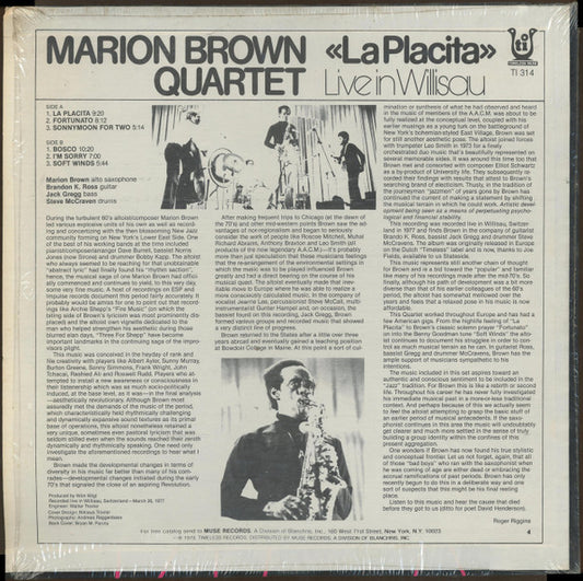 Marion Brown Quartet : La Placita - Live In Willisau (LP, Album)