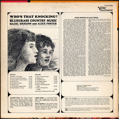 Hazel Dickens And Alice Foster* : Who's That Knocking? And Other Bluegrass Music (LP, Album, ele)