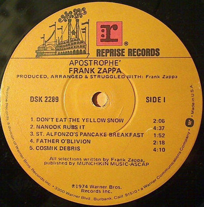 Frank Zappa : Apostrophe (') (LP, Album, RE, Win)