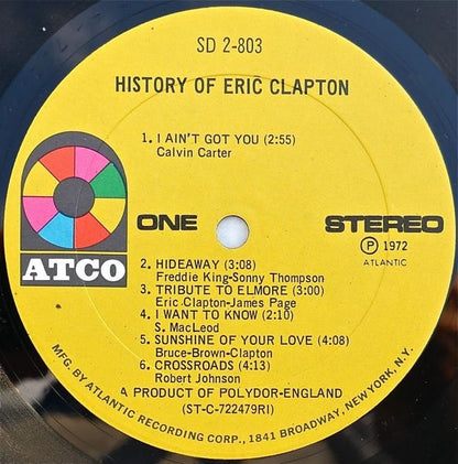 Eric Clapton : History Of Eric Clapton (2xLP, Comp, RI)