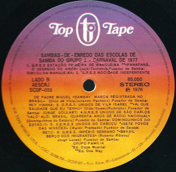 Various : Sambas De Enredo Das Escolas De Samba Do Grupo 1 - Carnaval 1977 (LP, Comp, Gat)