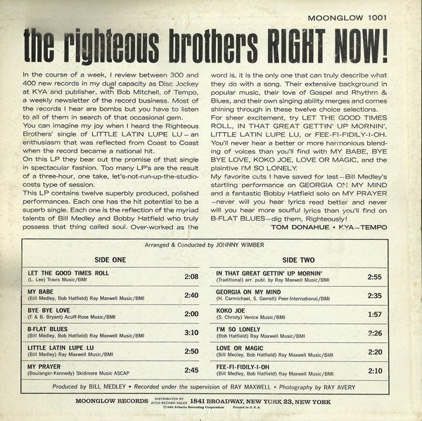 The Righteous Brothers : Right Now! (LP, Album, Mono, MGM)