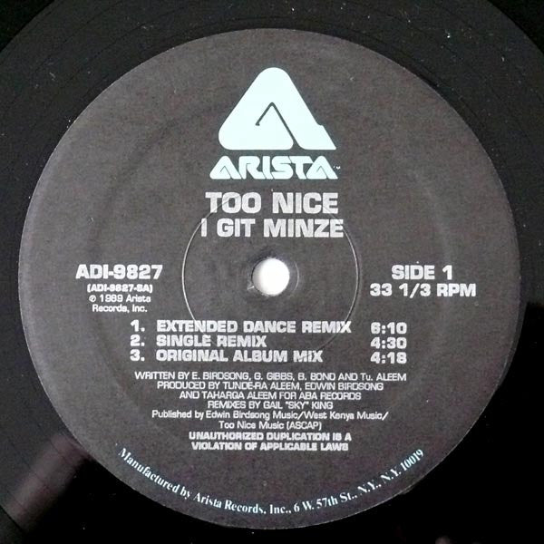 Too Nice : I Git Minze (12")