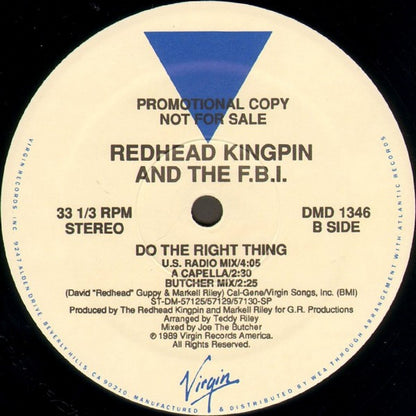 Redhead Kingpin And The FBI : Do The Right Thing (12", Promo)