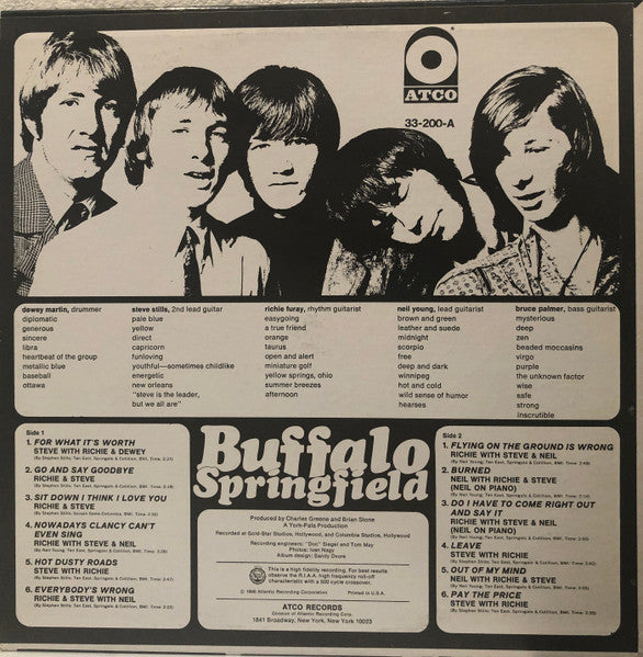 Buffalo Springfield : Buffalo Springfield (LP, Album, RE, PR;)
