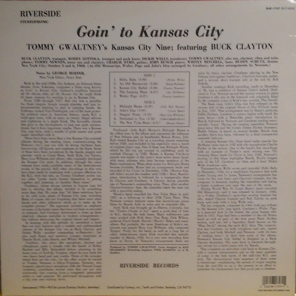 Tommy Gwaltney's Kansas City Nine Featuring Buck Clayton : Goin' To Kansas City (LP, Album, RE, RM)