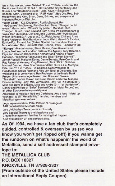 Metallica : Ride The Lightning (Cass, Album, RE, SR,)