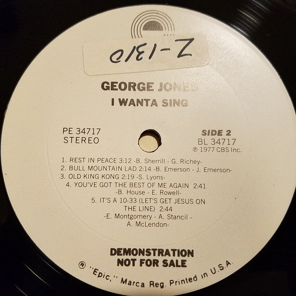 George Jones (2) : I Wanta Sing (LP, Album, Promo)