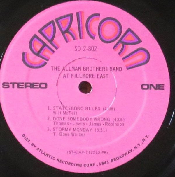 The Allman Brothers Band : The Allman Brothers Band At Fillmore East (2xLP, Album, PR )