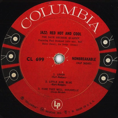 The Dave Brubeck Quartet : Jazz: Red Hot And Cool (LP, Album, Hol)