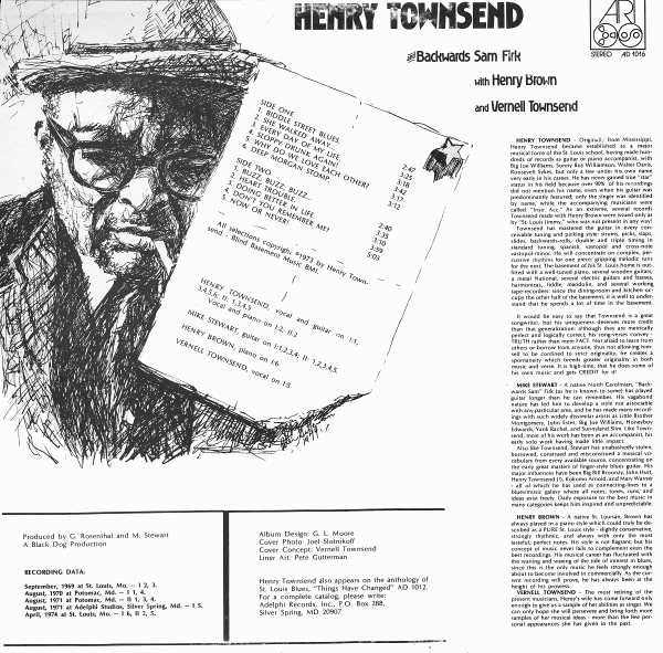 Henry Townsend And Backwards Sam Firk : Henry T. Music Man (LP, Album)