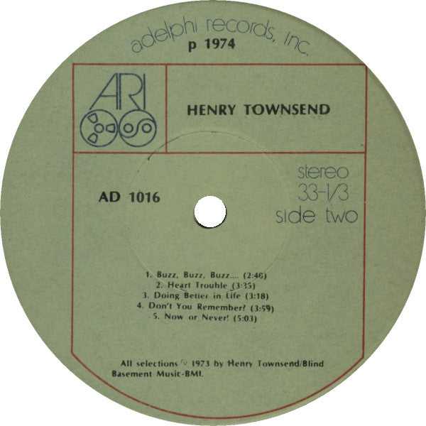 Henry Townsend And Backwards Sam Firk : Henry T. Music Man (LP, Album)