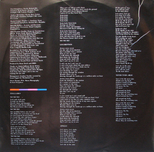 Orchestral Manoeuvres In The Dark : Junk Culture (LP, Album, B O)
