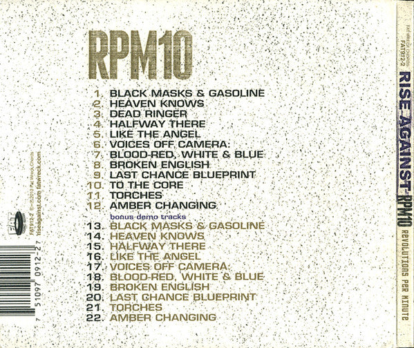 Rise Against : RPM10 Revolutions Per Minute (CD, Album, RE, Dig)