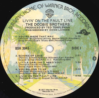 The Doobie Brothers : Livin' On The Fault Line (LP, Album, Win)