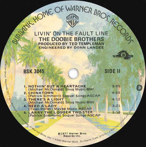 The Doobie Brothers : Livin' On The Fault Line (LP, Album, Win)