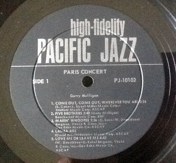 Gerry Mulligan : Paris Concert (LP, Album, Mono, RE, Gat)