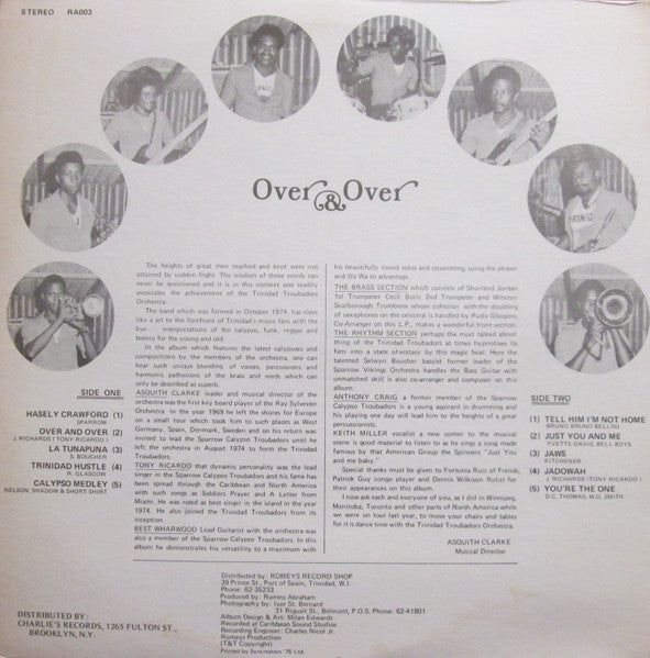 Trinidad Troubadors* With Tony Ricardo : Over & Over (LP)