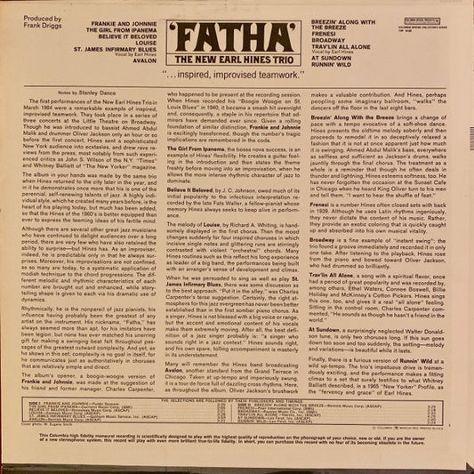The New Earl Hines Trio* : Fatha (LP, Album)