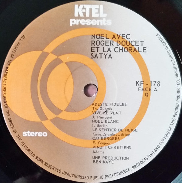 Roger Doucet Et La Chorale Satya : Noël Avec Roger Doucet Et La Chorale Satya (LP, Album)