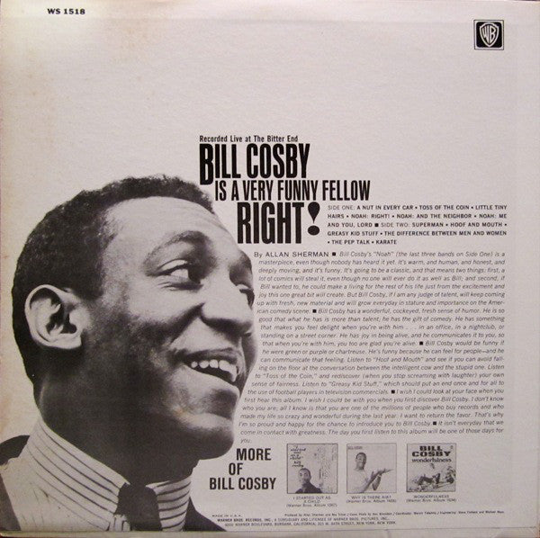 Bill Cosby : Bill Cosby Is A Very Funny Fellow...Right! (LP, Album, RP, Pit)