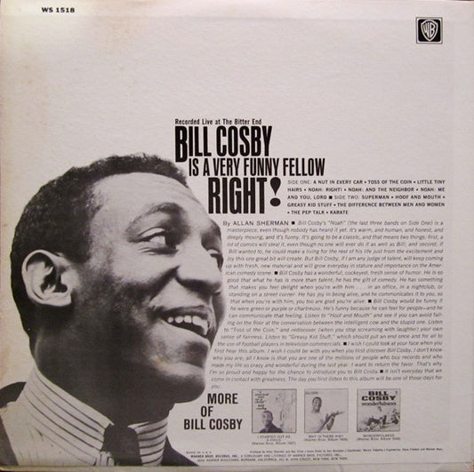 Bill Cosby : Bill Cosby Is A Very Funny Fellow...Right! (LP, Album, RP, Pit)