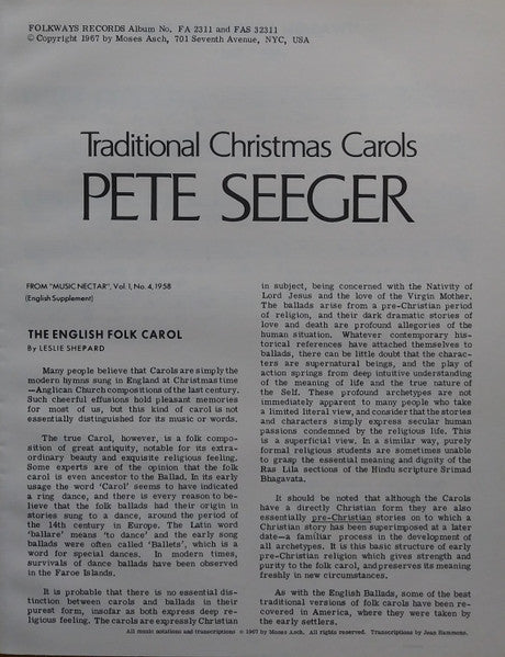 Pete Seeger : Traditional Christmas Carols (LP, Album)