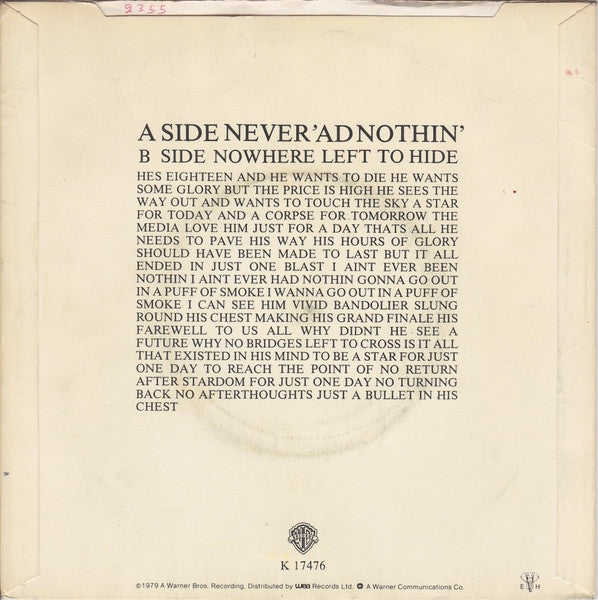 Angelic Upstarts : Never 'Ad Nothin' (7", Single)