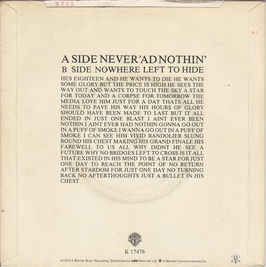 Angelic Upstarts : Never 'Ad Nothin' (7", Single)