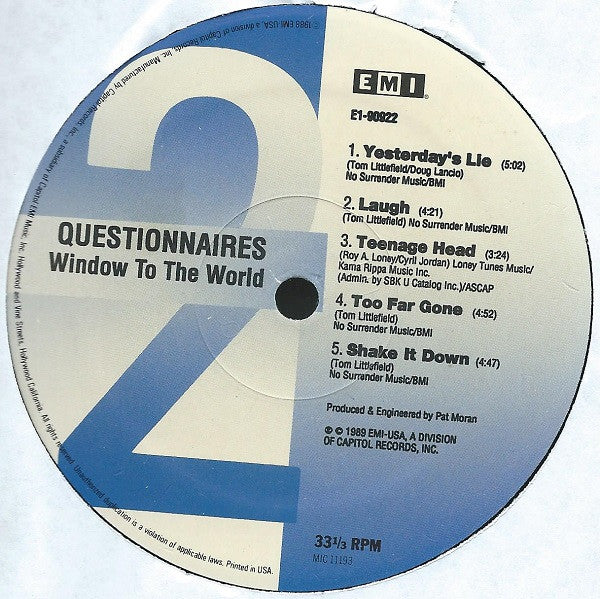 The Questionnaires* : Window To The World (LP, Album)