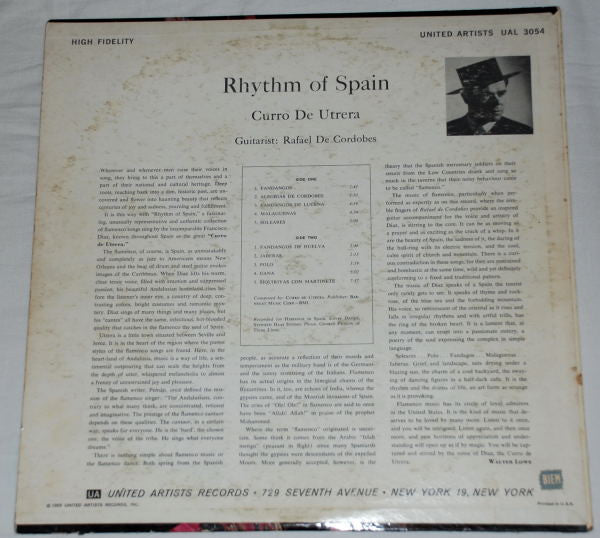 Curro de Utrera : Rhythm Of Spain (LP, Album, Mono)