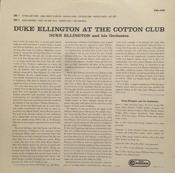 Duke Ellington And His Orchestra : At The Cotton Club (LP, Comp, Mono)