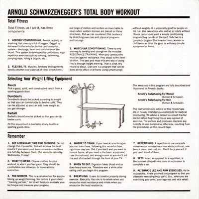 Arnold Schwarzenegger : Arnold Schwarzenegger's Total Body Workout (LP)