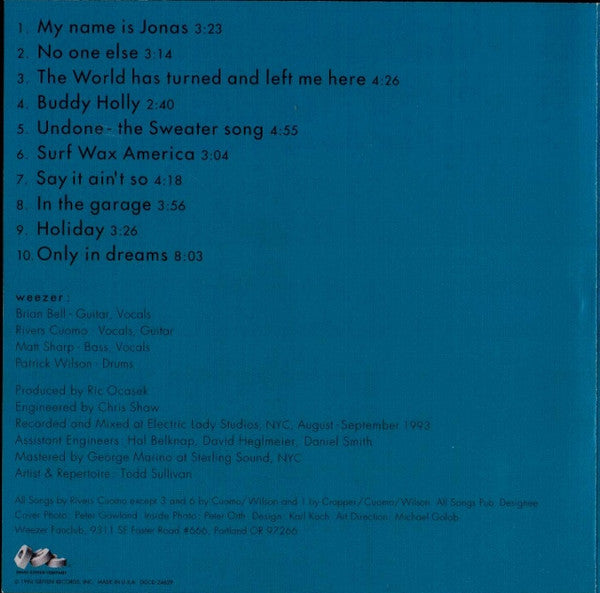 Weezer : Weezer (CD, Album, RE, Son)