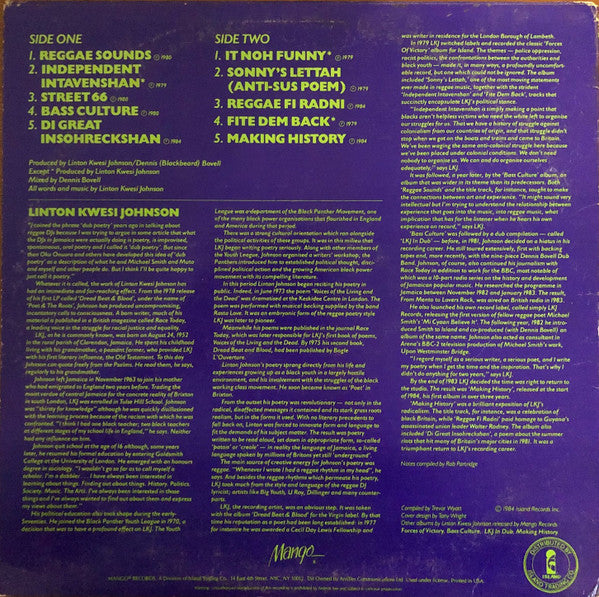 Linton Kwesi Johnson : Reggae Greats (LP, Comp)