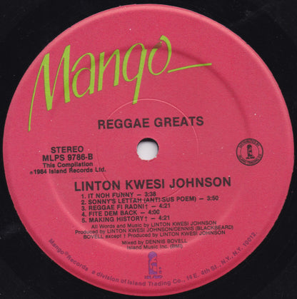 Linton Kwesi Johnson : Reggae Greats (LP, Comp)